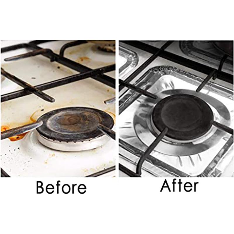 50pcs Foil Gas Stove Liners Stove Covers Disposable Square Stove Bib Liners