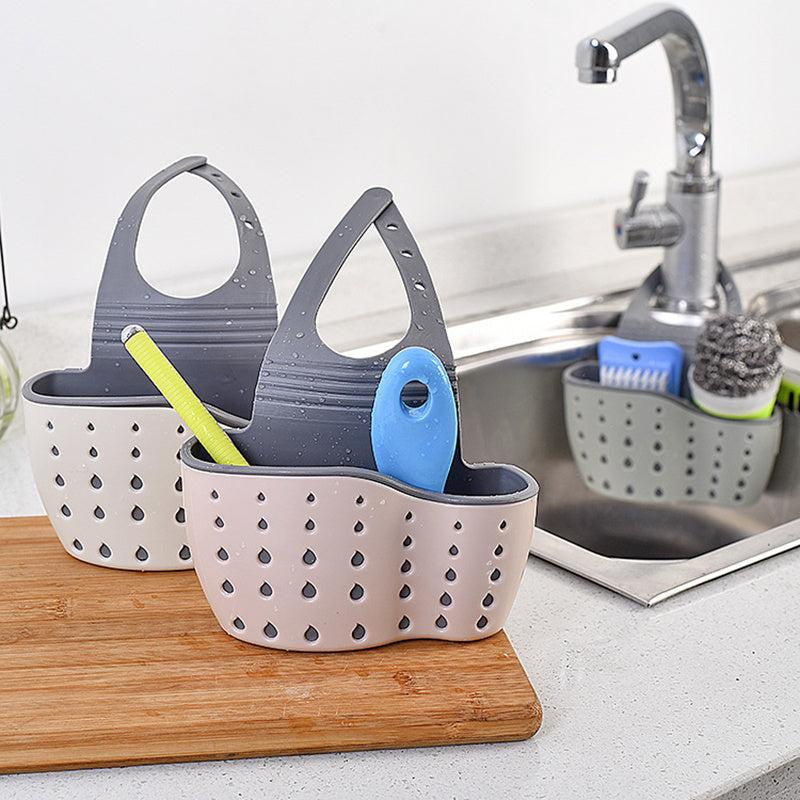 Kitchen Sink Sponge Storage Rack Hang Sponge Brush and Drain Basket Organization
