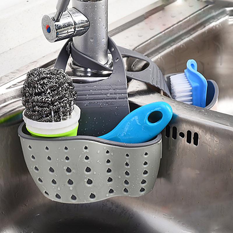 Kitchen Sink Sponge Storage Rack Hang Sponge Brush and Drain Basket Organization