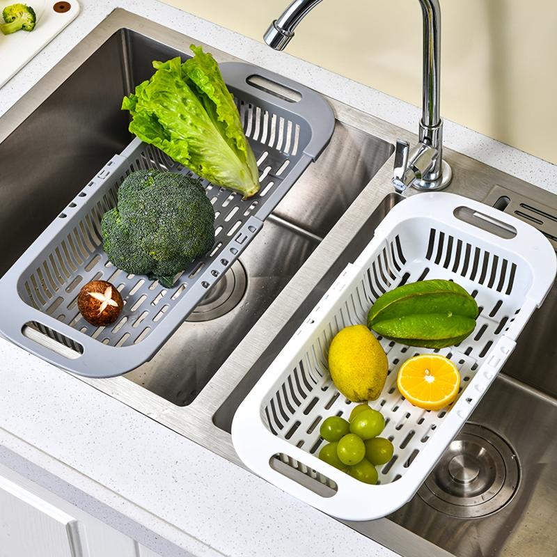 Retractable Drain Rack Kitchen Basket for Vegetables and Dishes