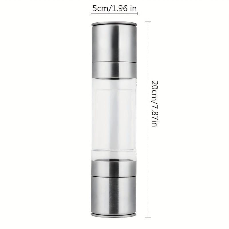 Dual Head Pepper Grinder 2-in-1 Stainless Steel Sea Salt Spice Manual Mill