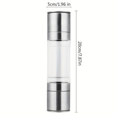 Dual Head Pepper Grinder 2-in-1 Stainless Steel Sea Salt Spice Manual Mill