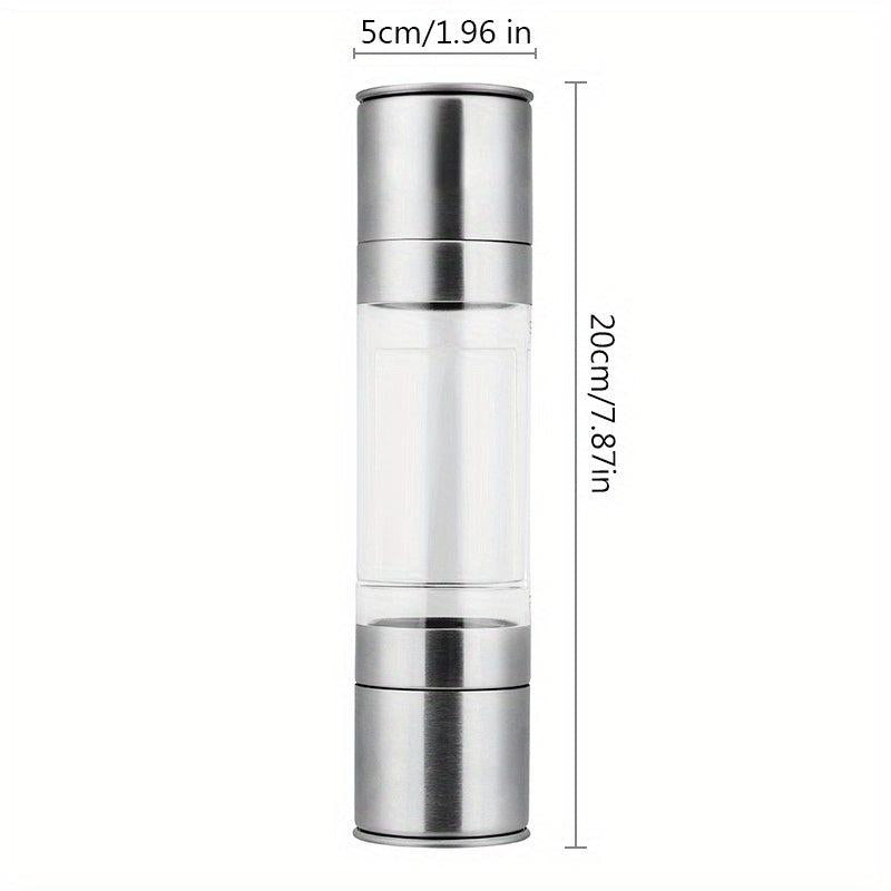 Dual Head Pepper Grinder 2-in-1 Stainless Steel Sea Salt Spice Manual Mill
