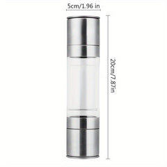 Dual Head Pepper Grinder 2-in-1 Stainless Steel Sea Salt Spice Manual Mill