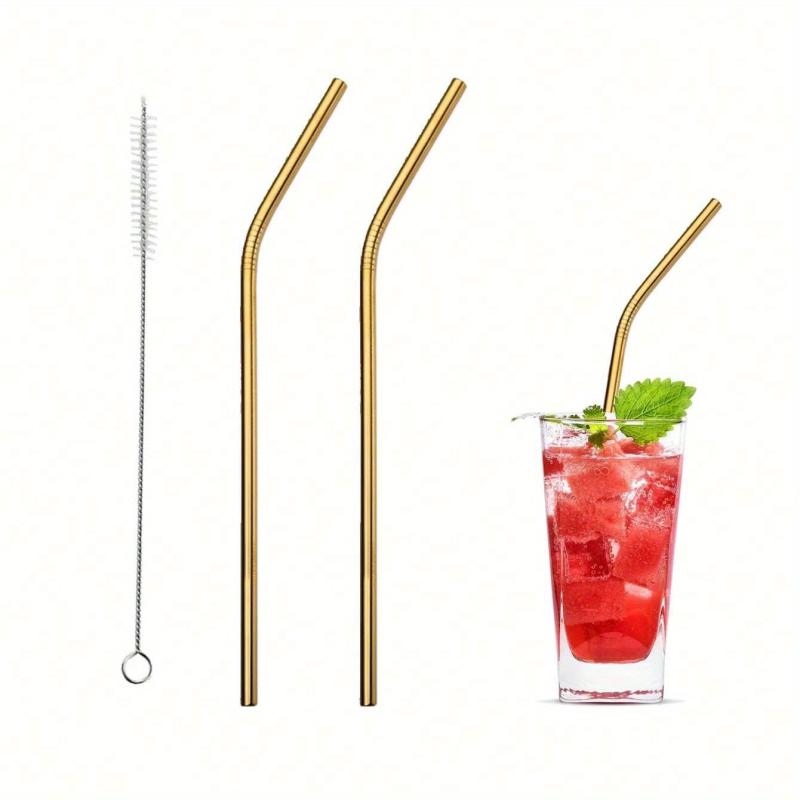 Eco Stainless Steel Straw Set - 3pcs with Cleaning Brush