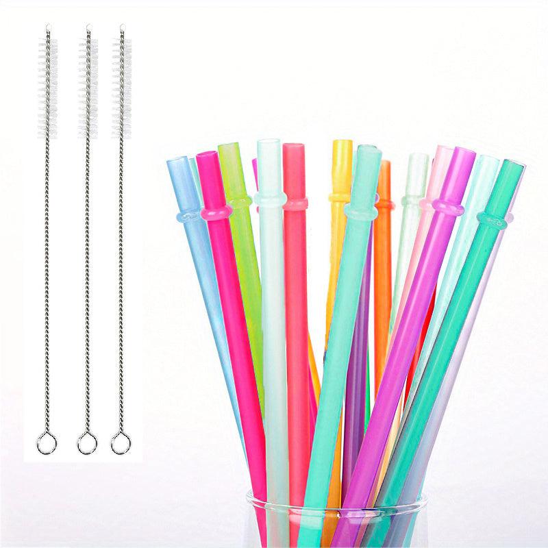 35pcs Reusable High Transparent Colored Straw with Anti-slip Buckle