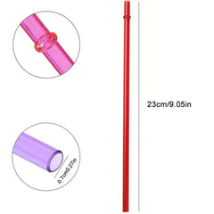 35pcs Reusable High Transparent Colored Straw with Anti-slip Buckle