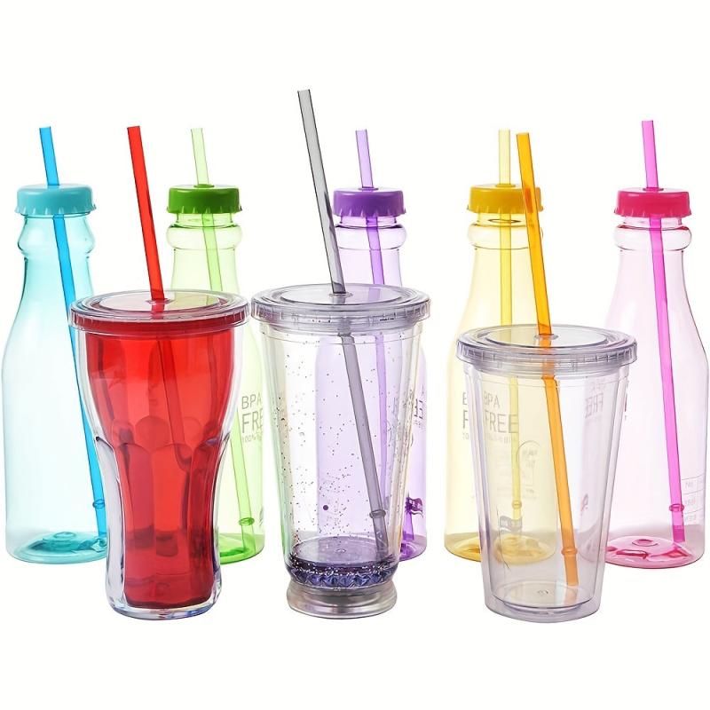35pcs Reusable High Transparent Colored Straw with Anti-slip Buckle