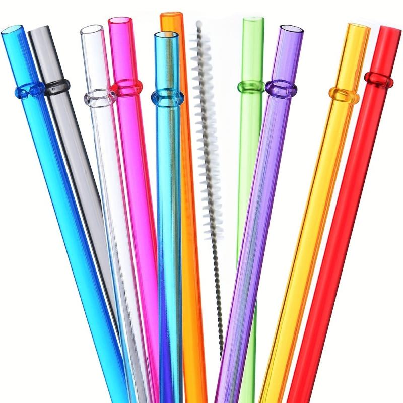 35pcs Reusable High Transparent Colored Straw with Anti-slip Buckle