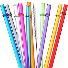 35pcs Reusable High Transparent Colored Straw with Anti-slip Buckle