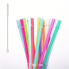 35pcs Reusable High Transparent Colored Straw with Anti-slip Buckle