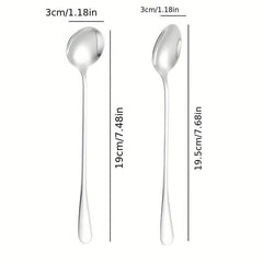8pcs Long Handle Stainless Steel Spoon Set for Desserts, Ice Tea, Coffee
