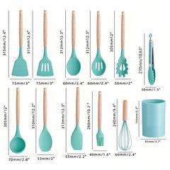 12pcs Non Stick Food Tongs Kitchen Utensil Set