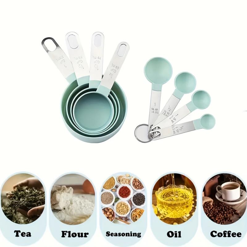 8pcs Stainless Steel Measuring Spoon Set with Scale for Accurate Measurements