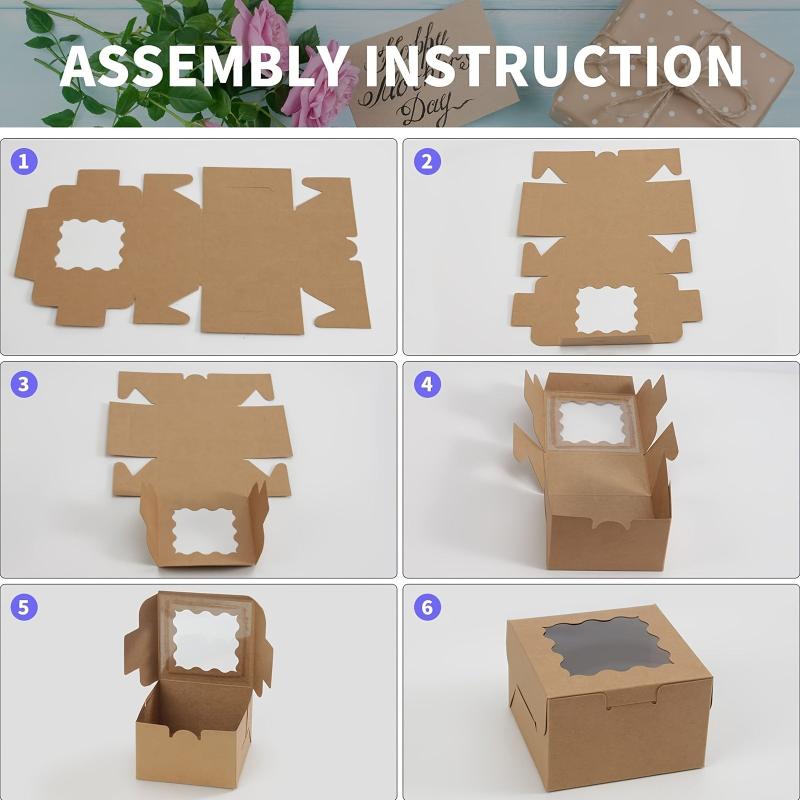 50 Bakery Boxes with Window and Stickers 10x7x2.6 cm