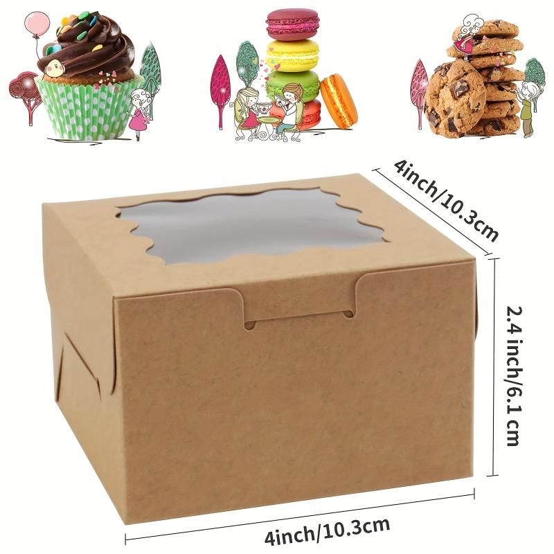 50 Bakery Boxes with Window and Stickers 10x7x2.6 cm