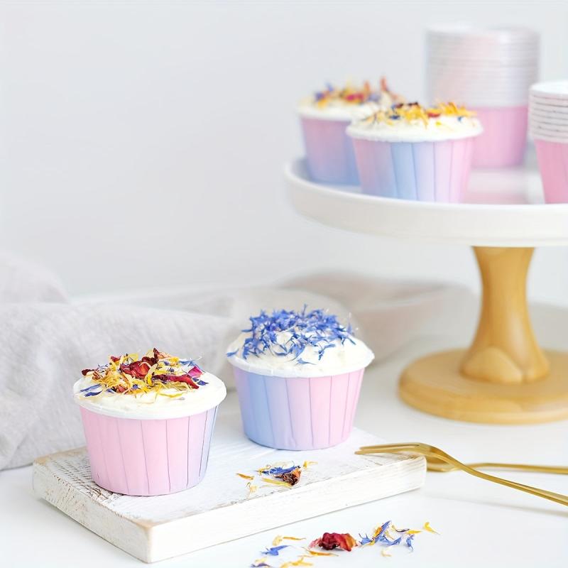 50pcs Gradient Disposable Muffin Cups for Cupcakes and Muffins