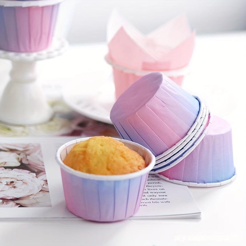50pcs Gradient Disposable Muffin Cups for Cupcakes and Muffins