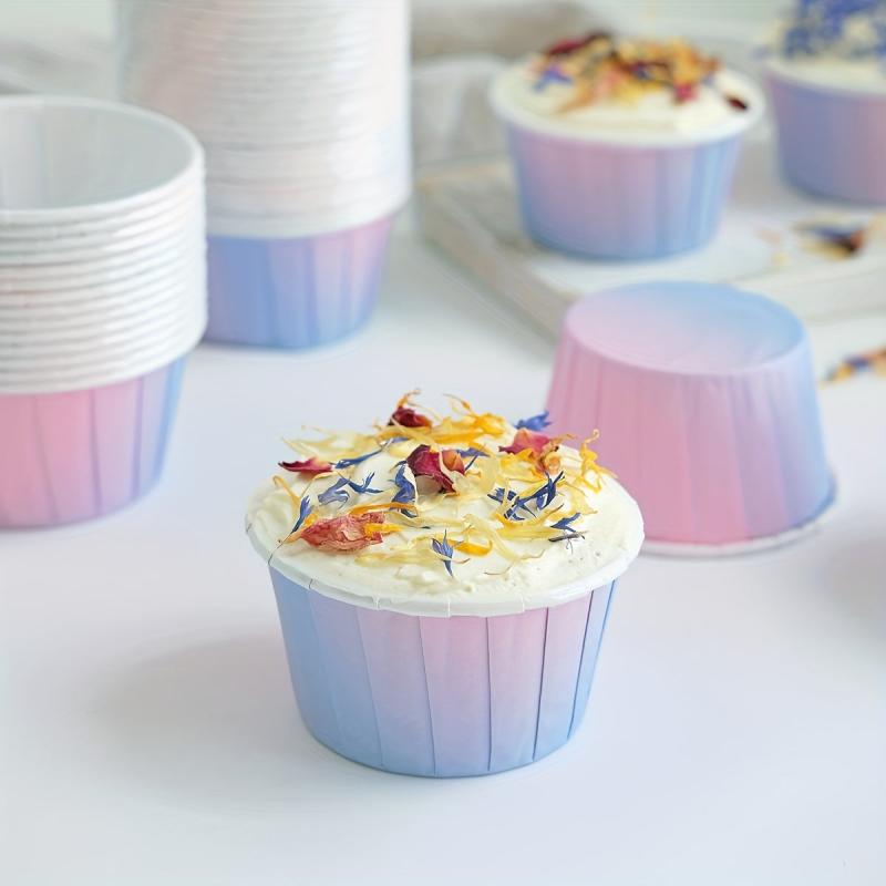 50pcs Gradient Disposable Muffin Cups for Cupcakes and Muffins