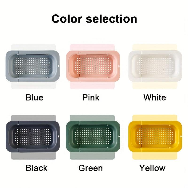 Adjustable Sink Rack Colander Vegetable Fruit Drain Basket