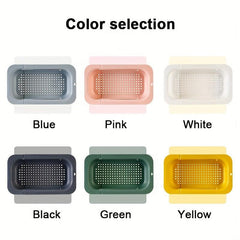 Adjustable Sink Rack Colander Vegetable Fruit Drain Basket