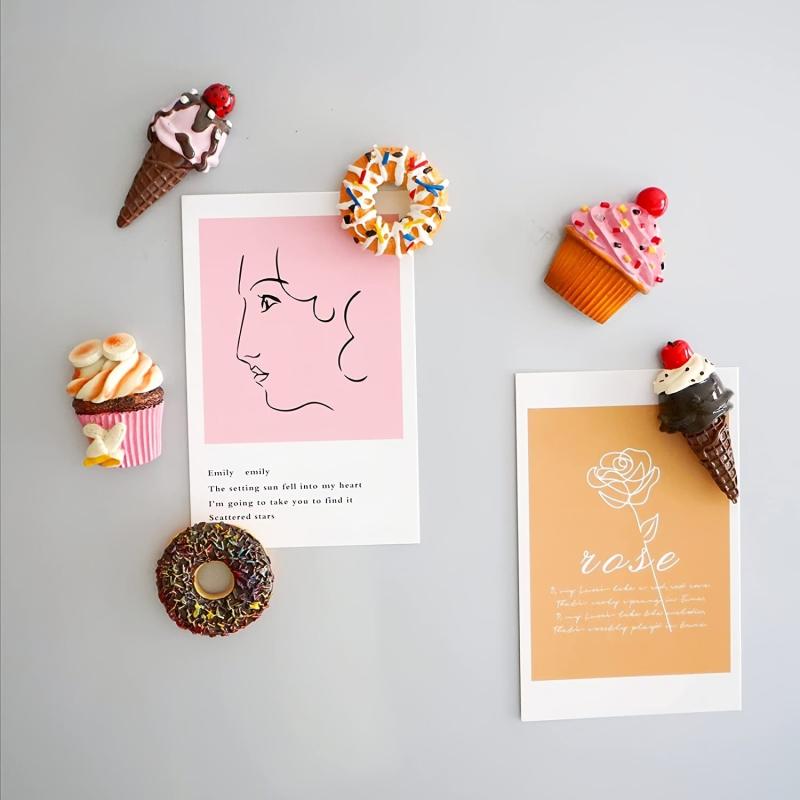 Food Magnets for Kitchen Decor Ice Cream Donut for Whiteboard