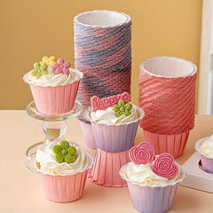 Gradient Muffin Cups Cake Paper Cups Home Dessert Cups - Pack of 50