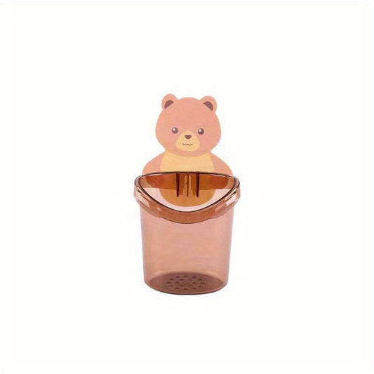 Bear Toothbrush Cup Holder Self Adhesive Cartoon Cup Rack