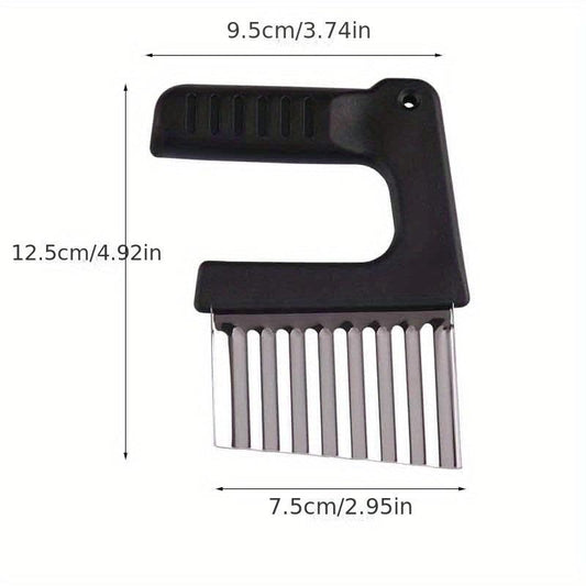 Crinkle Cutter Wavy Chopper Stainless Steel Safety Kitchen French Fry Chip Cutte