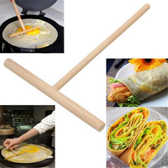 T Shape Crepe Maker Wooden Spreader Stick Kitchen Tool