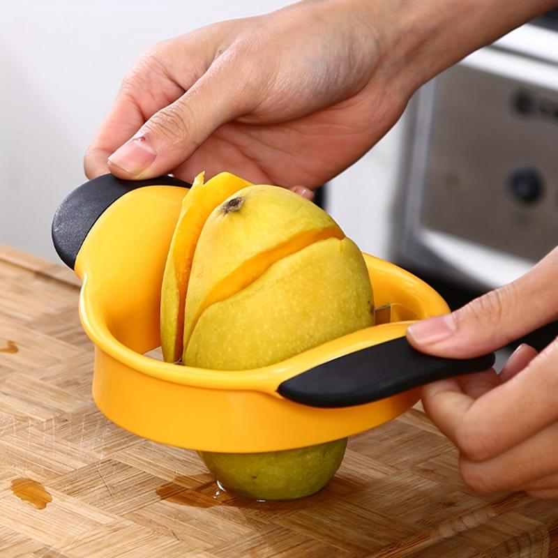 Ergonomic Mango Slicer Stainless Steel Blade Rubber Grip Handle