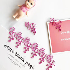 5pcs Cute Cartoon Girl Paper Clip Set for Office and School, Pink Female Bookmar
