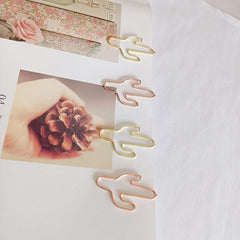 20pcs Cactus Plant Bookmarks Metal Paper Clips Mix Colors Stationery