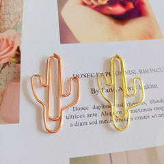20pcs Cactus Plant Bookmarks Metal Paper Clips Mix Colors Stationery