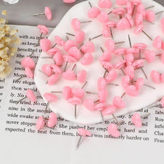 100pc Pink Heart Push Pins for Home School & Office Decor