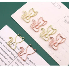 20pcs Mix Colors Metal Paper Clips Cat Bookmarks For Office Notebook Accessory