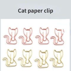 20pcs Mix Colors Metal Paper Clips Cat Bookmarks For Office Notebook Accessory