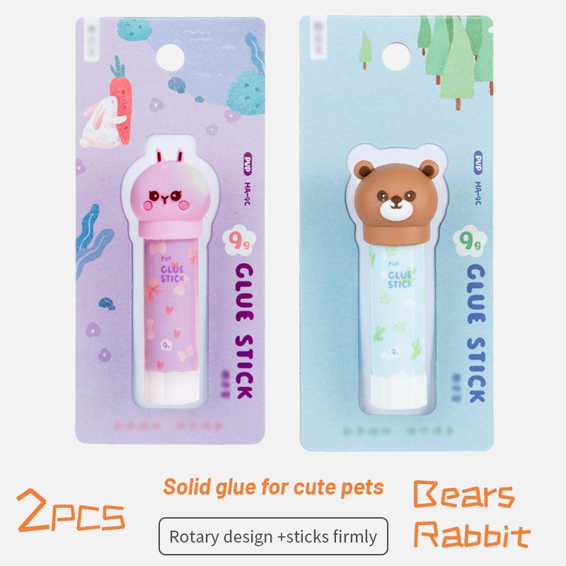 2pcs Cartoon High Viscosity Glue Stick 9g Quick Drying Office Stationery