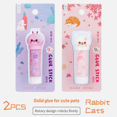 2pcs Cartoon High Viscosity Glue Stick 9g Quick Drying Office Stationery