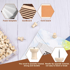100pcs Wood Push Pins Wooden Head Pin Wood Thumb Tacks Decorative