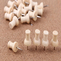 100pcs Wood Push Pins Wooden Head Pin Wood Thumb Tacks Decorative
