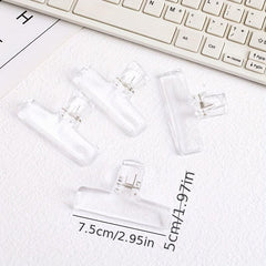 4pcs Transparent Acrylic Clip Student File Hand Account Large Clip