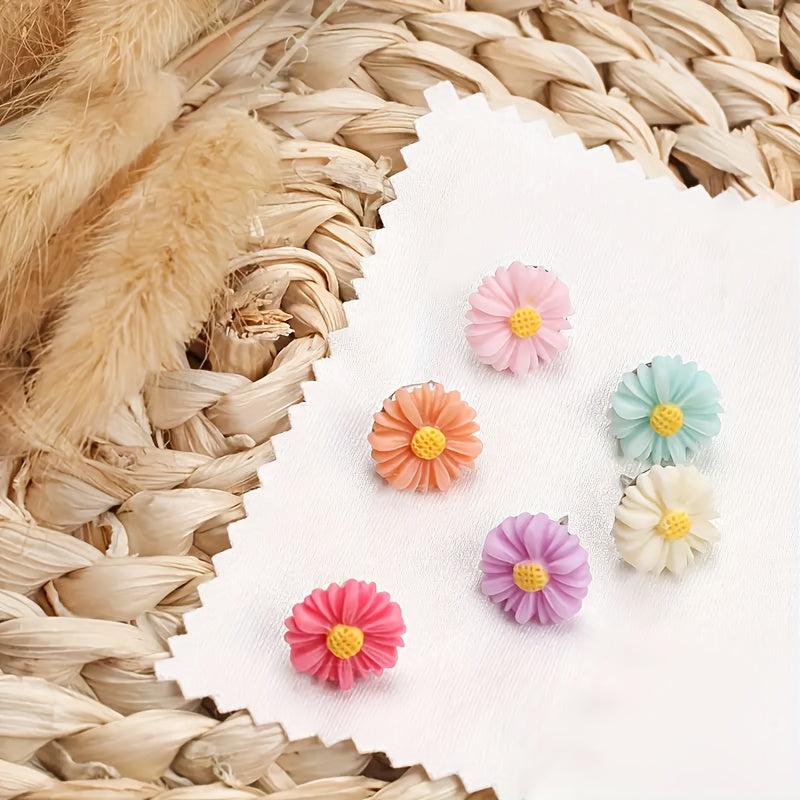 30pcs Daisy Resin Flower Push Pins Colorful Decorative Office Supplies Random