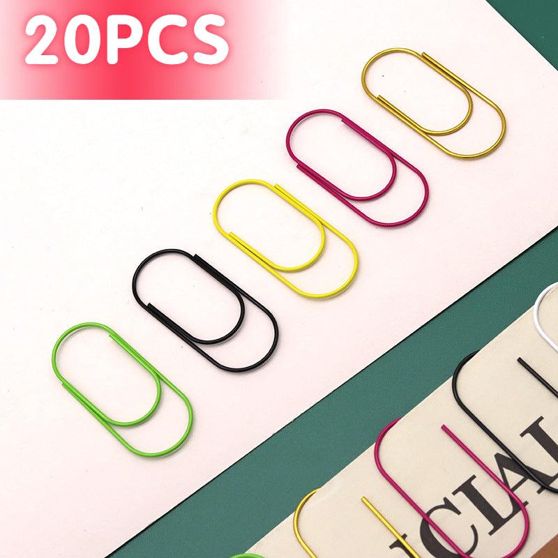 20pc Cartoon Paper Clips Colorful Metal Bookmark Office Supply