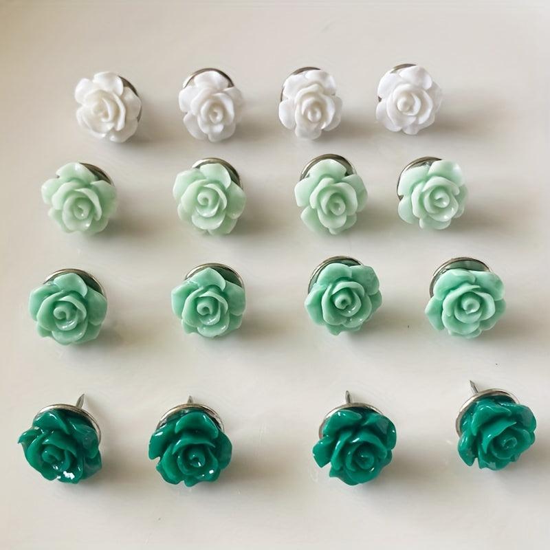 10pcs Cartoon Series Rose Flower Push Pins