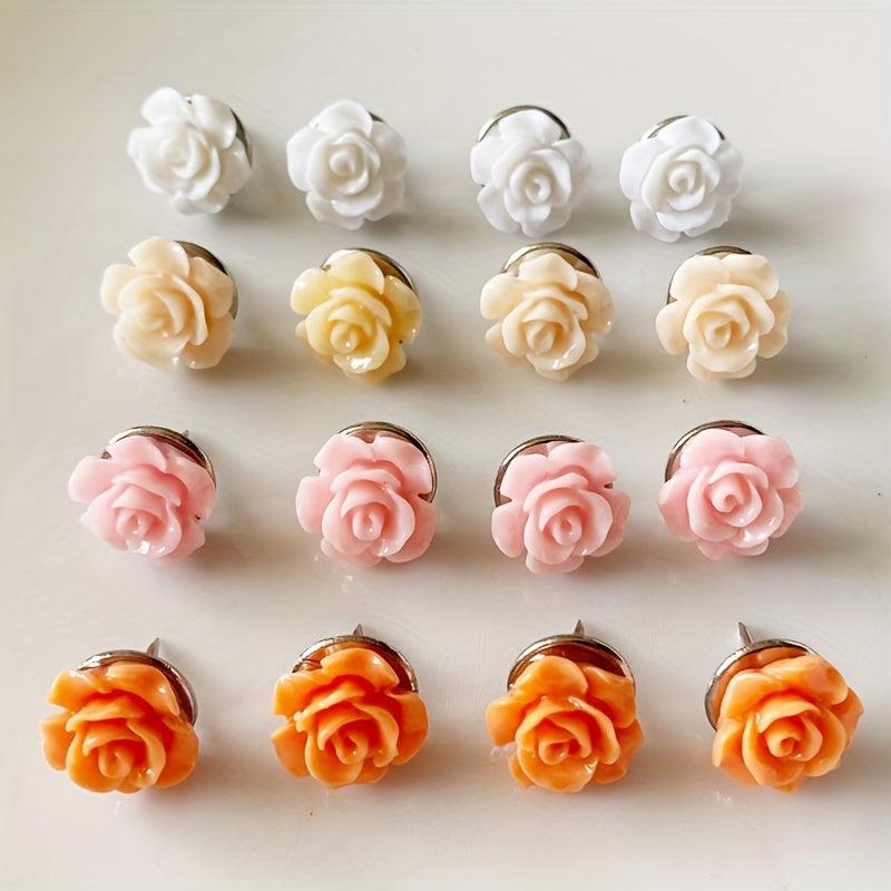 10pcs Cartoon Series Rose Flower Push Pins