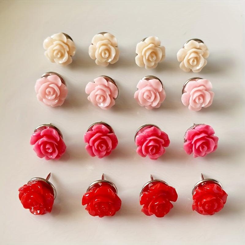 10pcs Cartoon Series Rose Flower Push Pins