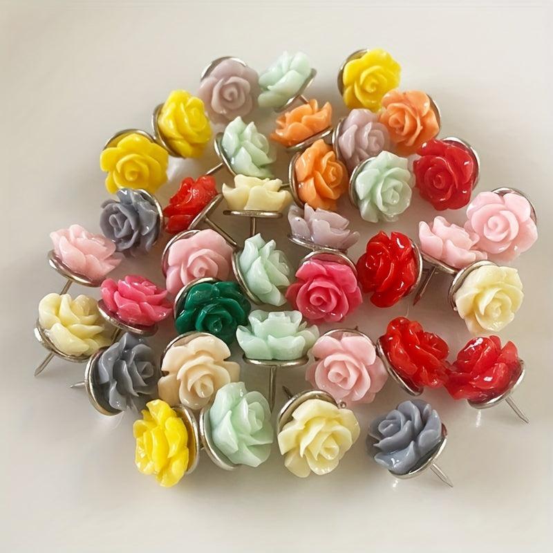 10pcs Cartoon Series Rose Flower Push Pins