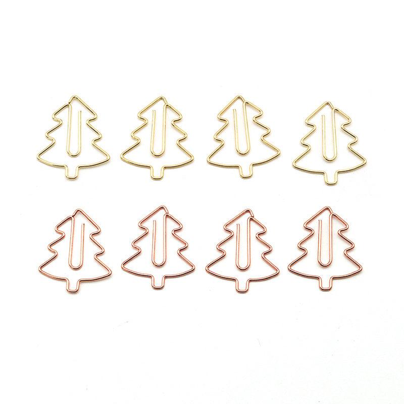 20pcs Clip Cartoon Christmas Tree Metal Bookmark