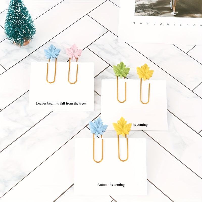 10pcs Maple Leaf Paper Clip Bag Shaping Pin Hardware Bookmark Clip